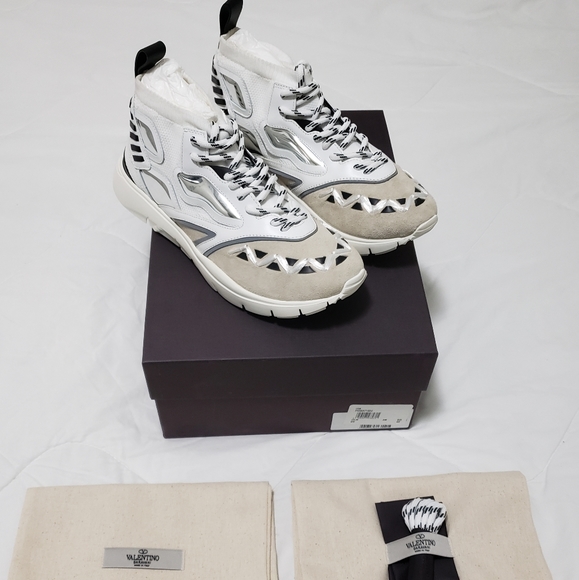 Valentino Men's Wht Heros Reflex Knitted Trainers - Picture 2 of 8